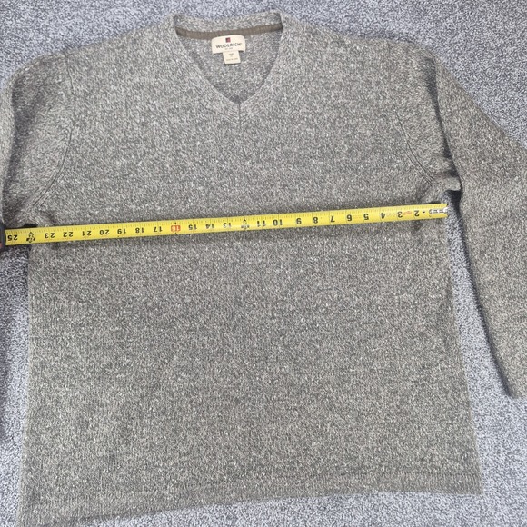 Woolrich Sweater Men's XL Wool Blend V-Neck Knit Pullover Shale Heather - Picture 6 of 9